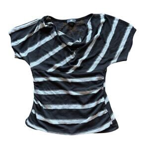 IZ Byer Black White Striped Top Lace Back Gothcore Indie Y2K Grunge Juniors XL